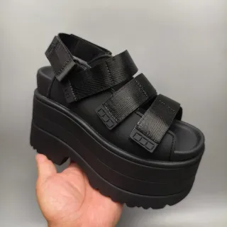 UGG Sandalias Casuales de Suela de Plataforma Negra con Cierre de Correa Múltiple