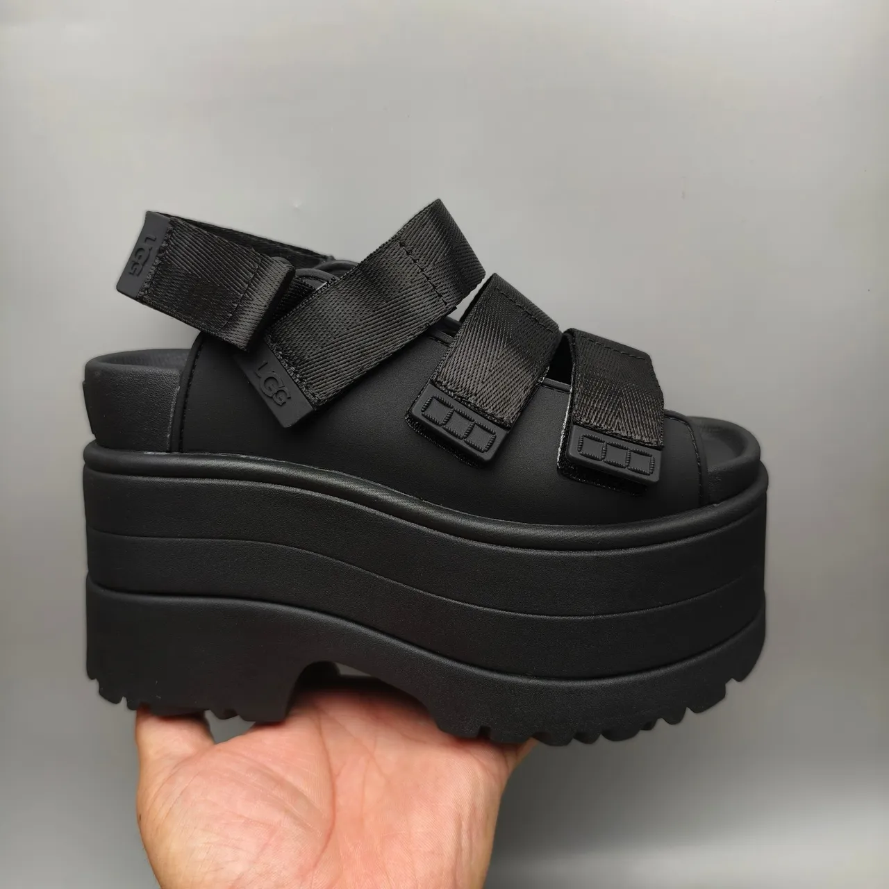 UGG Black Platform Sole Multi-Strap Closure Casual Sandals 2