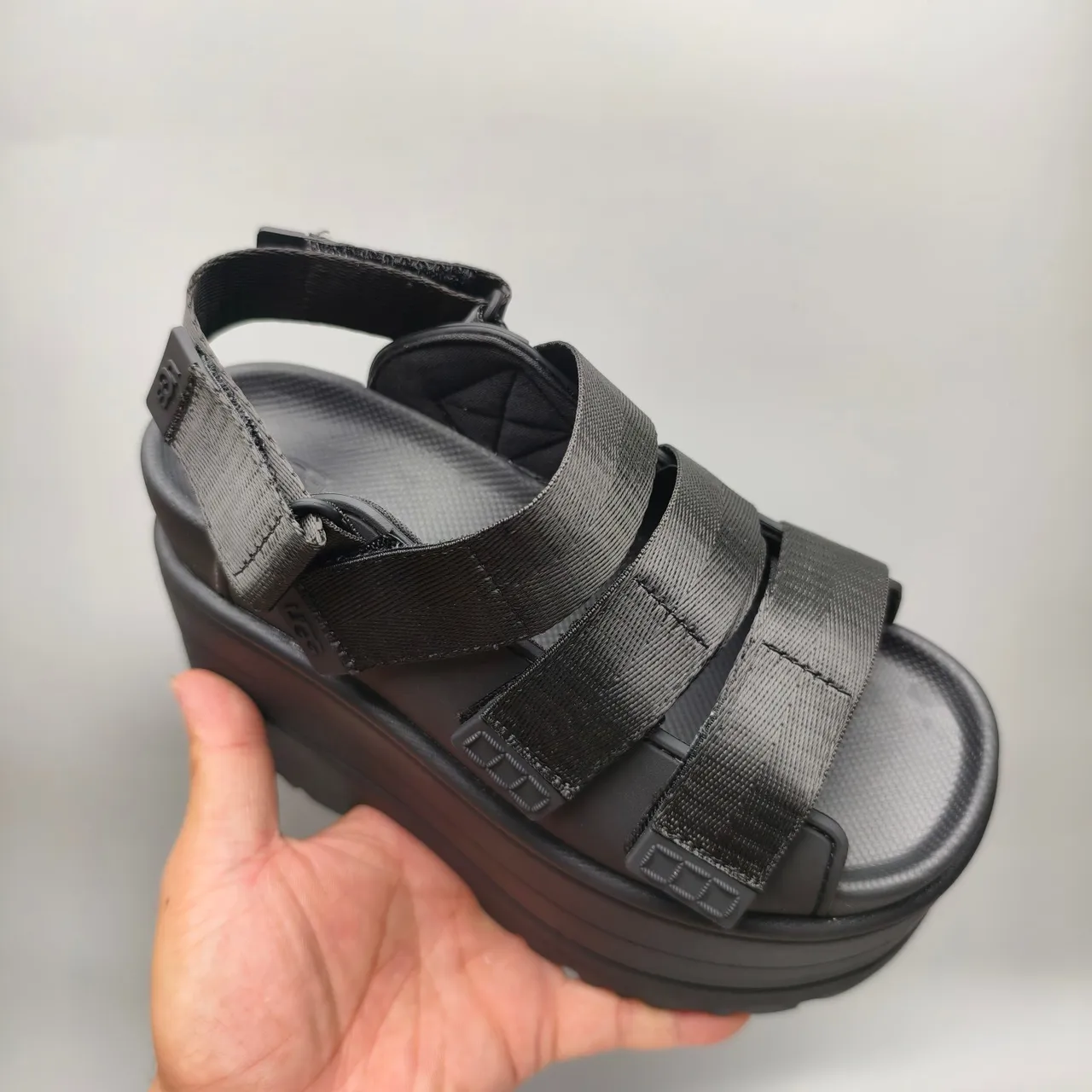 UGG Black Platform Sole Multi-Strap Closure Casual Sandals 3