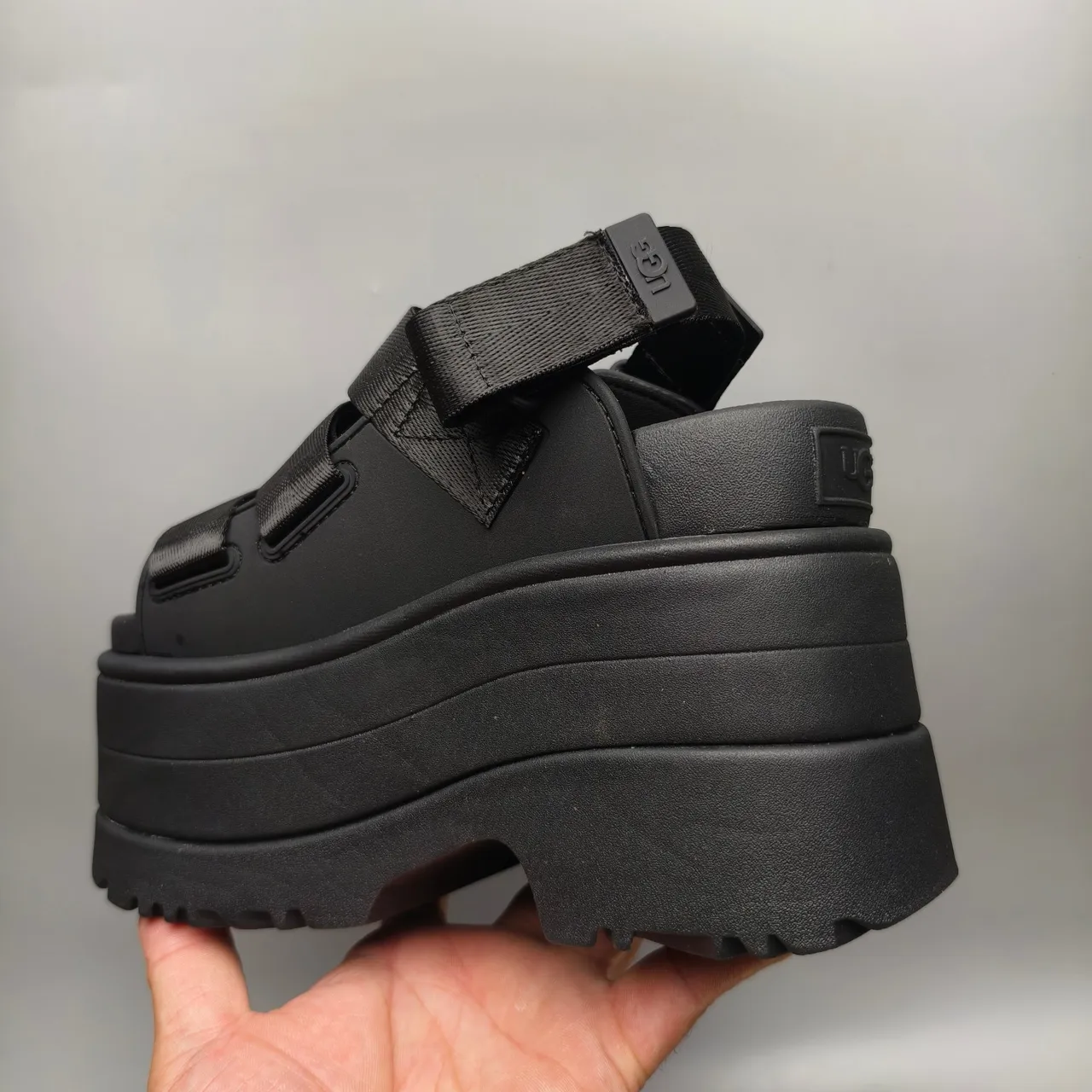 UGG Black Platform Sole Multi-Strap Closure Casual Sandals 4