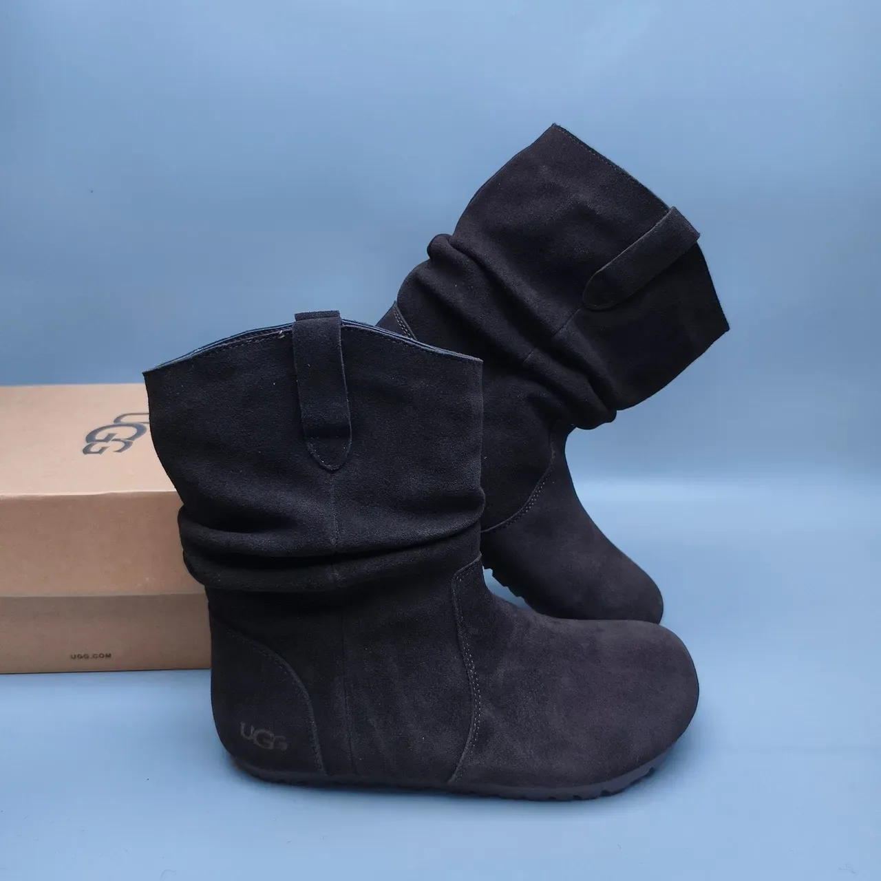 UGG Black Slouchy Fold-Down Shaft Ankle Boots 6