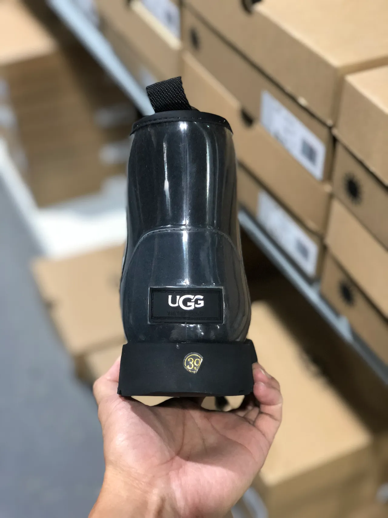 UGG Black White Glossy Transparent Side Logo Strap Snow Boots 3