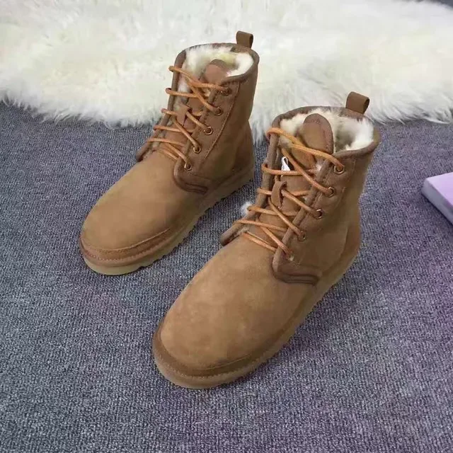 UGG Brown Beige Suede Upper Lace-Up Front Ankle Boots 2