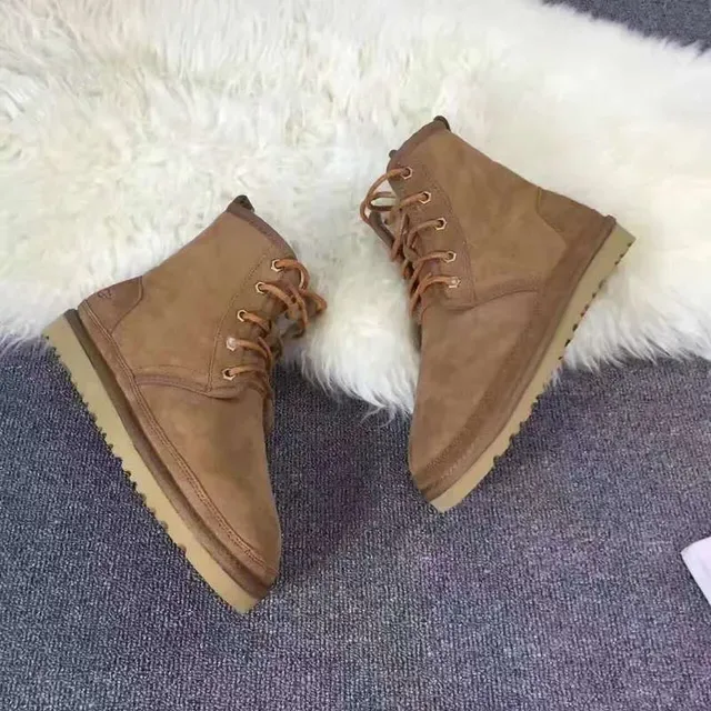 UGG Brown Beige Suede Upper Lace-Up Front Ankle Boots 4