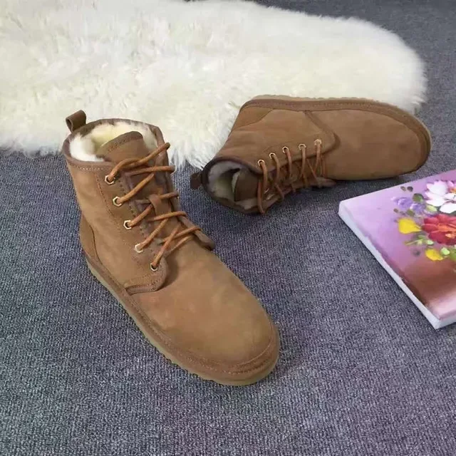 UGG Brown Beige Suede Upper Lace-Up Front Ankle Boots 6