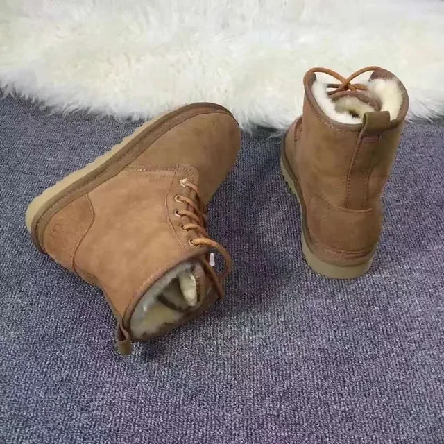 UGG Brown Beige Suede Upper Lace-Up Front Ankle Boots 7