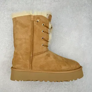 UGG 棕米色羊皮革鞋面羊毛衬里雪靴