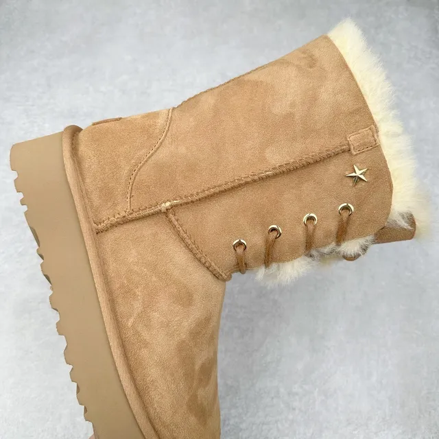 UGG Brown Beige Suede Upper Shearling-Lined Snow Boots 3
