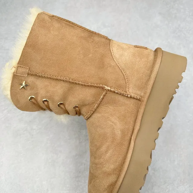 UGG Brown Beige Suede Upper Shearling-Lined Snow Boots 7