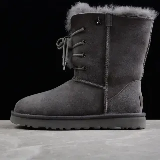 UGG Classic Lace-Up Snow Boot Botas de Nieve Gris Carbón de Ante Forradas con Piel de Cordero