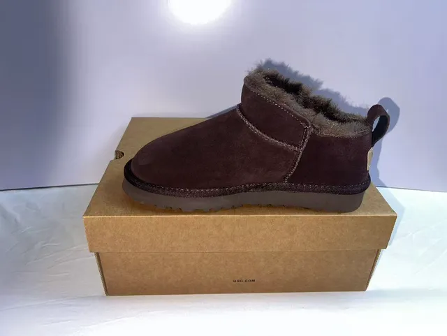 UGG Classic Mini Brown Suede Shearling-Lined Snow Boots 3