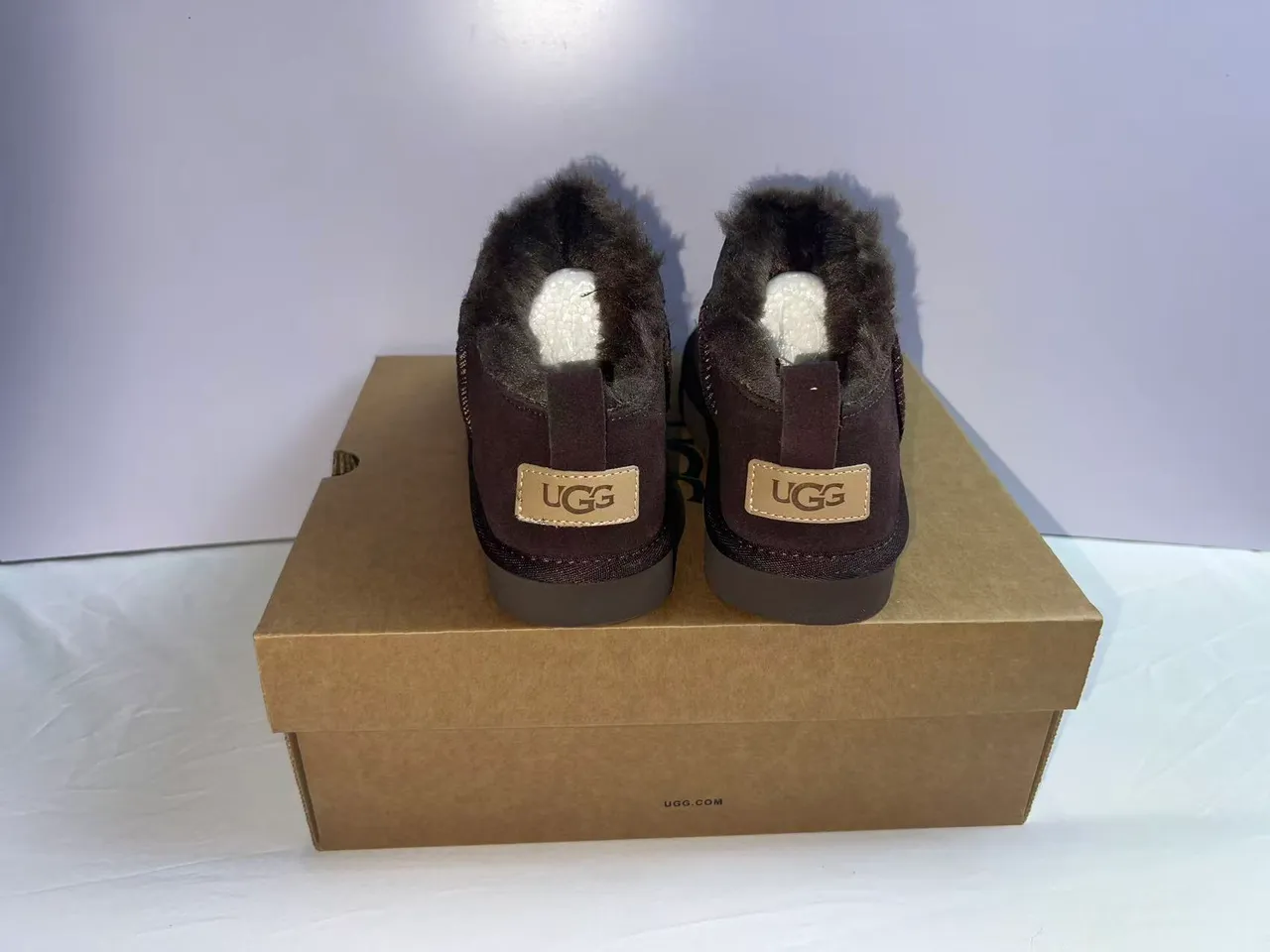 UGG Classic Mini Brown Suede Shearling-Lined Snow Boots 4