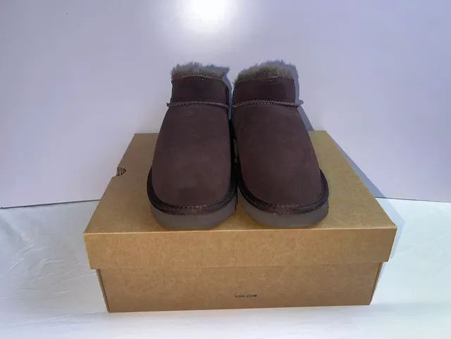 UGG Classic Mini Brown Suede Shearling-Lined Snow Boots 5