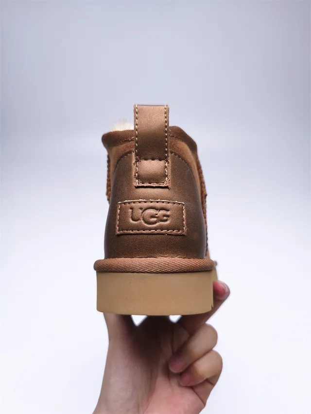 UGG Classic Mini Chestnut Brown Suede Shearling-Lined Snow Boots 2