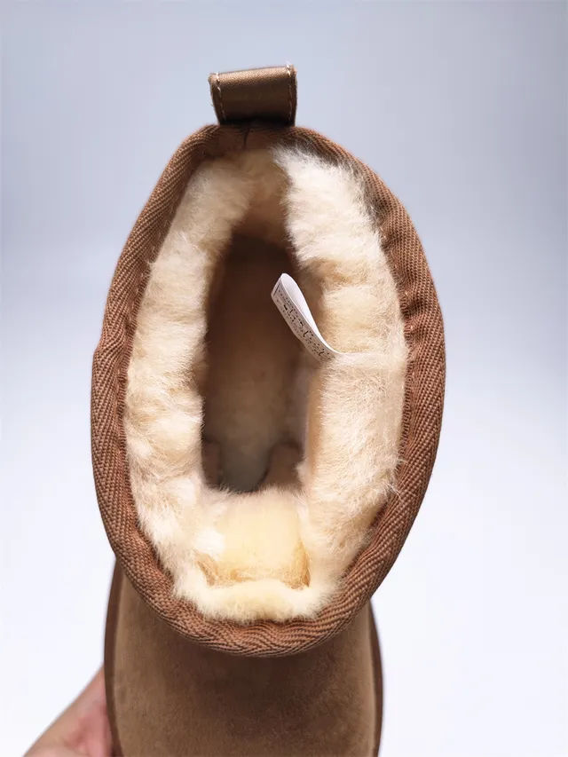 UGG Classic Mini Chestnut Brown Suede Shearling-Lined Snow Boots 6