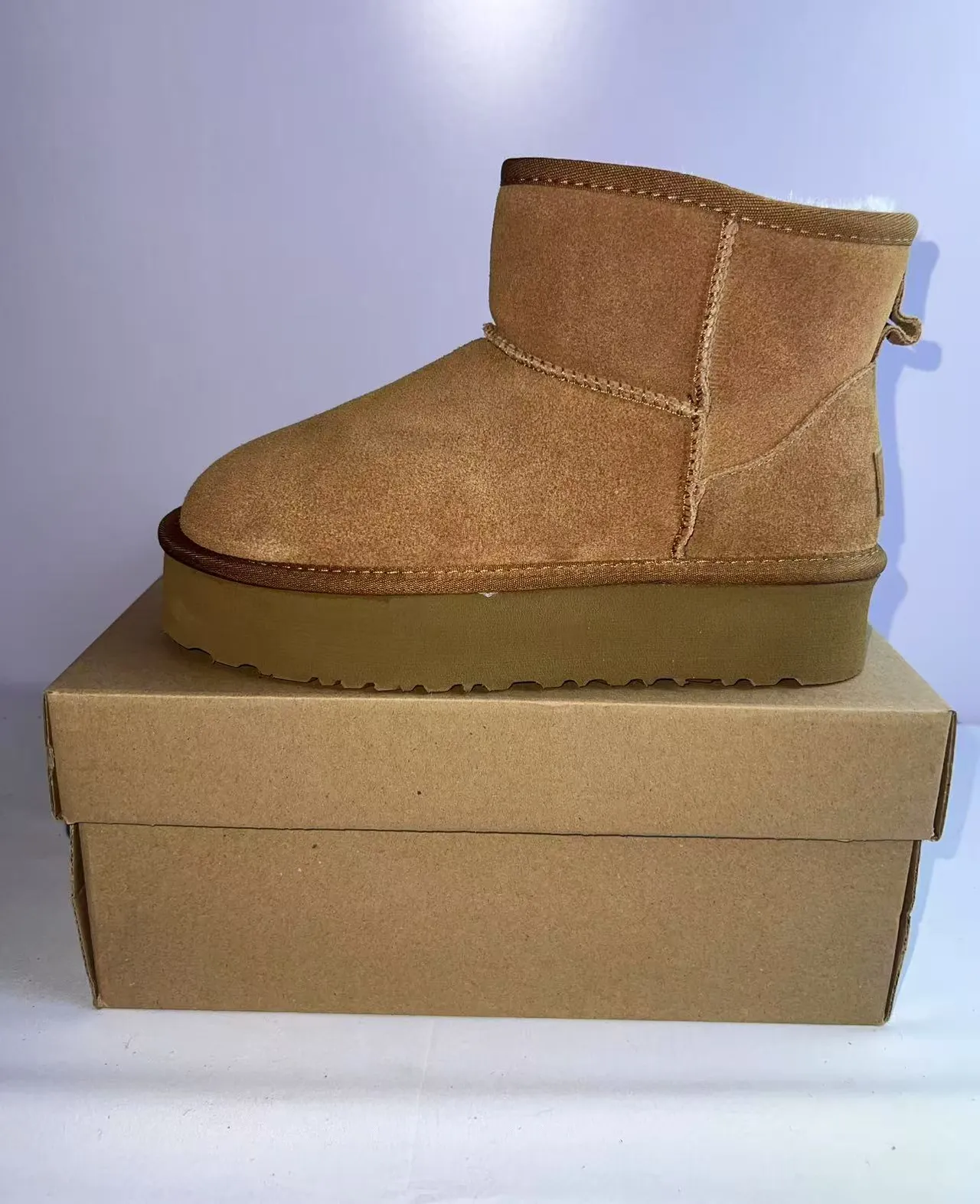 UGG Classic Mini Platform Tan Suede Snow Boots 4