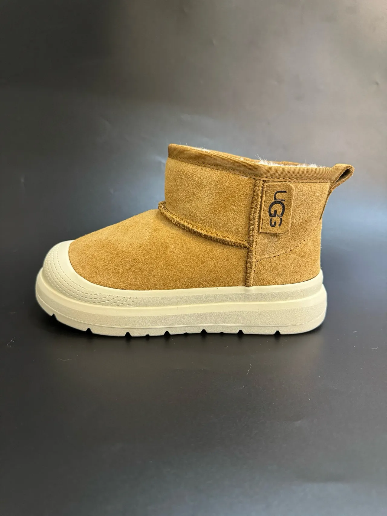 UGG Classic Mini Tan Suede Shearling-Lined Snow Boots 3