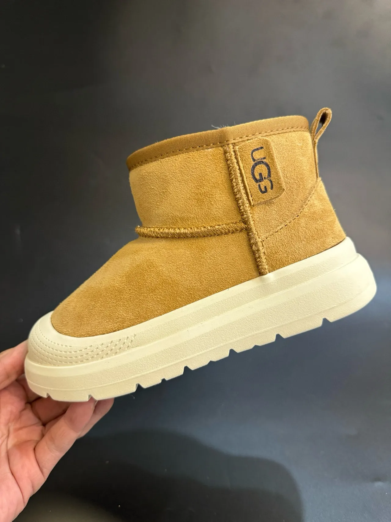 UGG Classic Mini Tan Suede Shearling-Lined Snow Boots 6