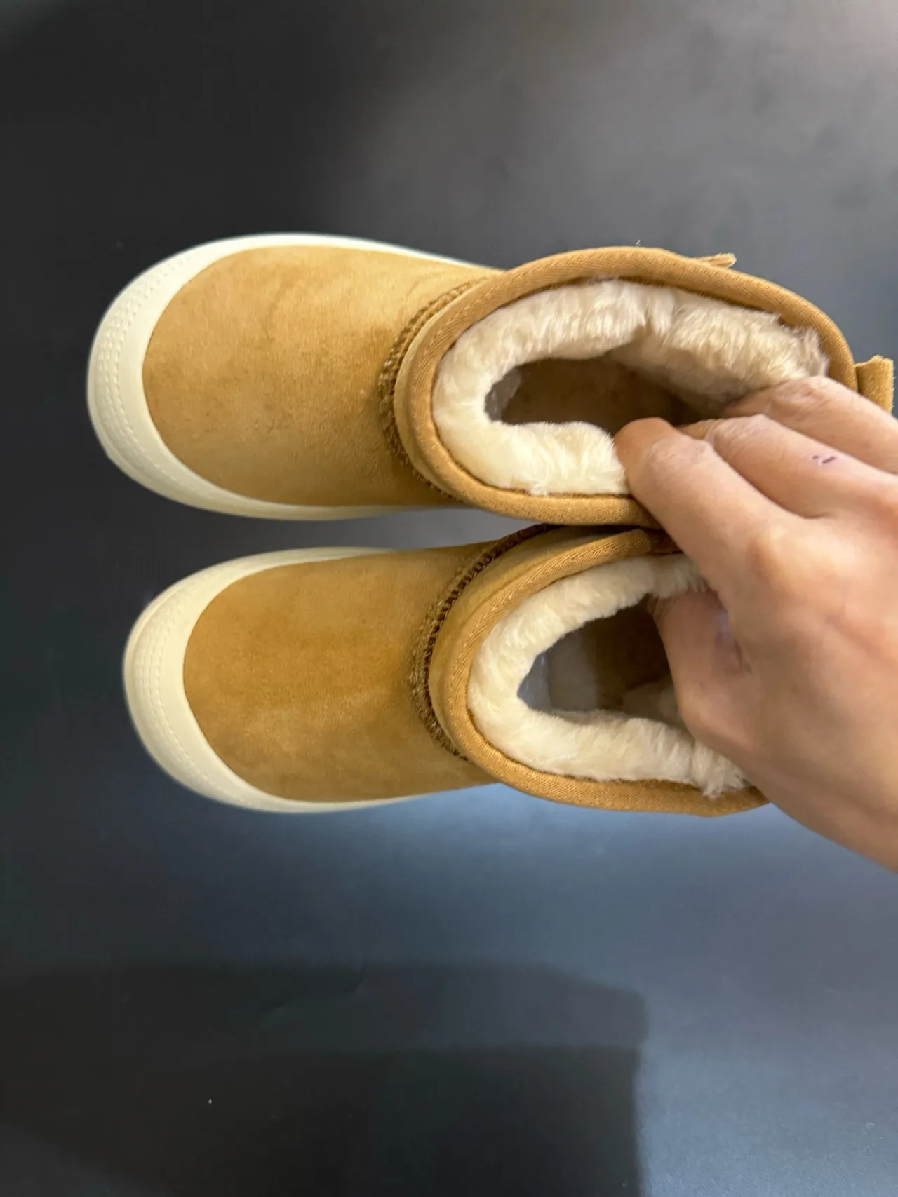 UGG Classic Mini Tan Suede Shearling-Lined Snow Boots 8