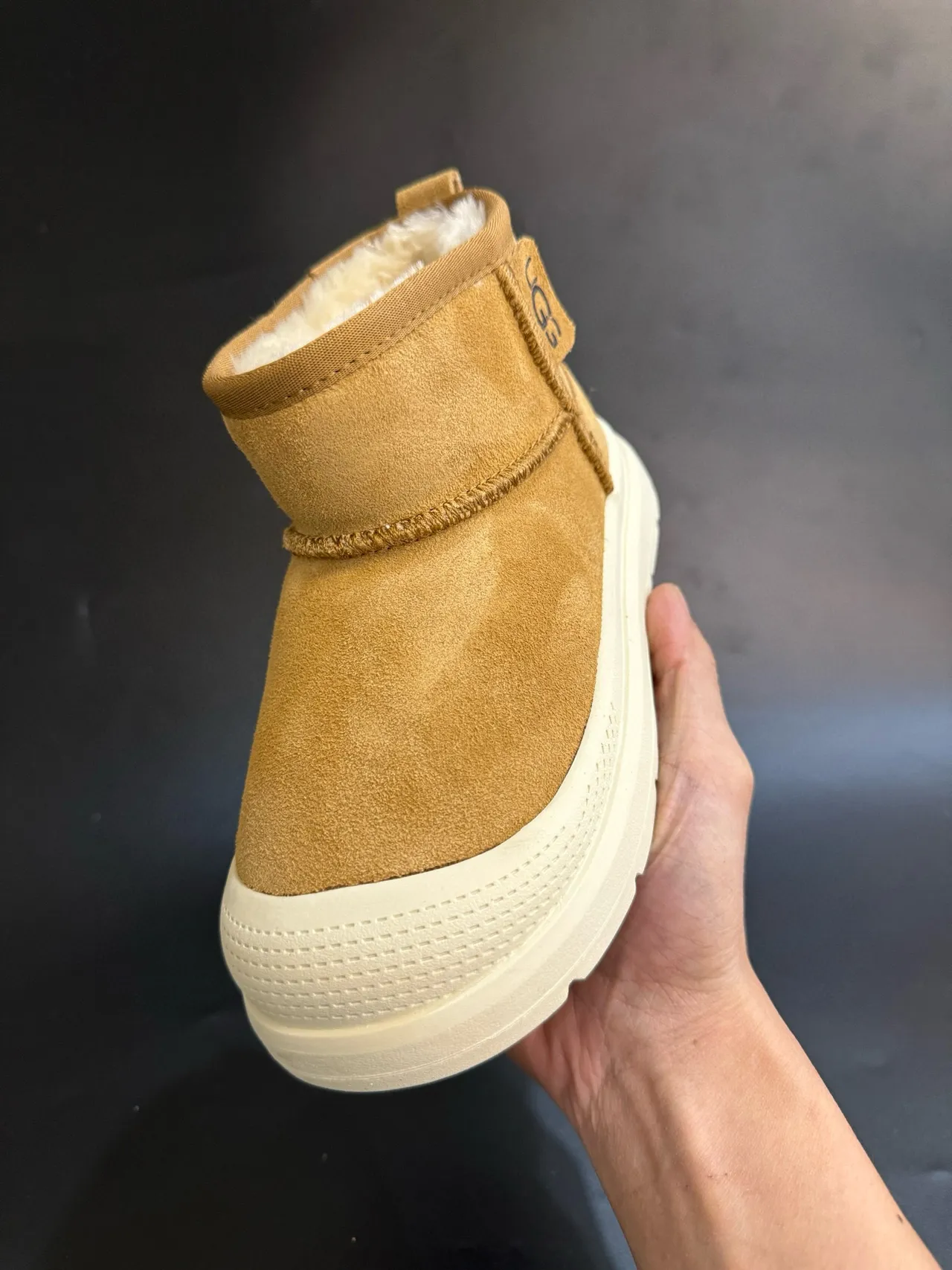 UGG Classic Mini Tan Suede Shearling-Lined Snow Boots 9