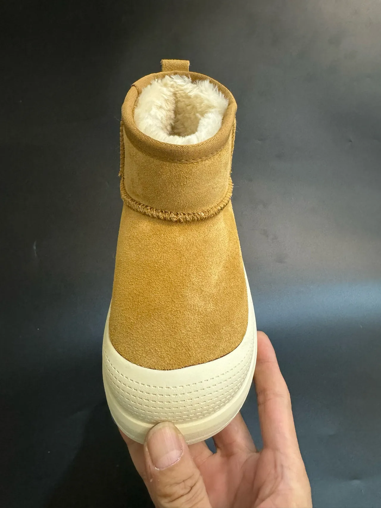 UGG Classic Mini Tan Suede Shearling-Lined Snow Boots 10