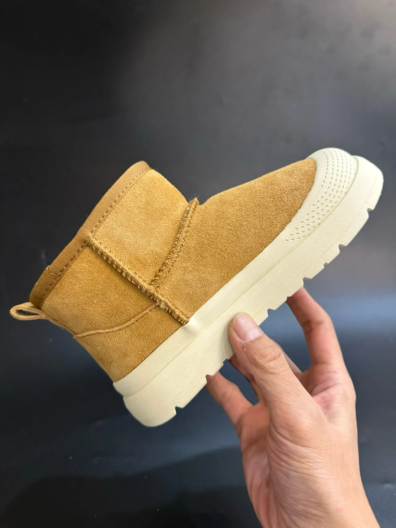 UGG Classic Mini Tan Suede Shearling-Lined Snow Boots 11