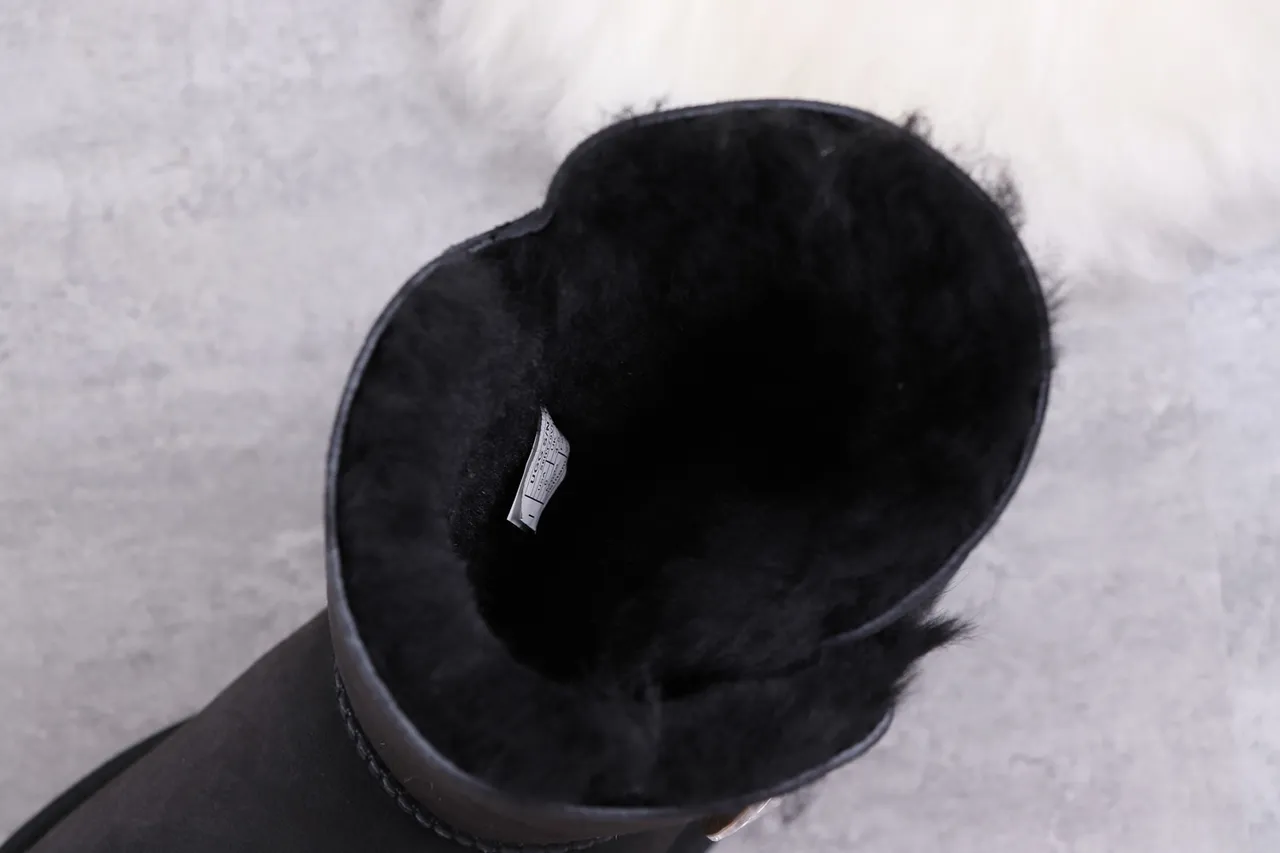 UGG Classic Short Black Suede Shearling-Lined Snow Boots 2