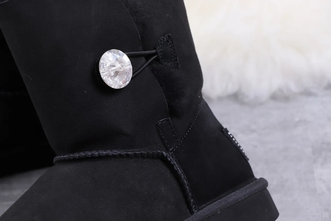 UGG Classic Short Black Suede Shearling-Lined Snow Boots 3