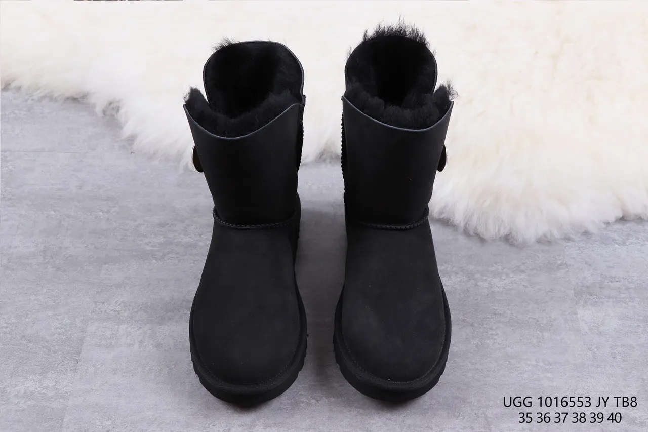 UGG Classic Short Black Suede Shearling-Lined Snow Boots 9