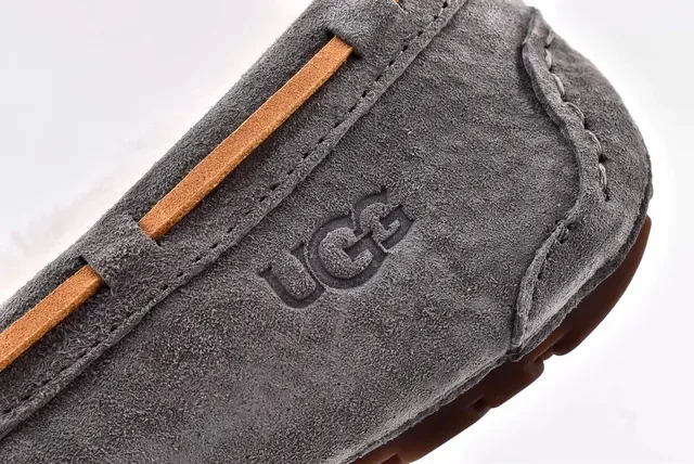 UGG Dakota Charcoal Gray Suede Shearling-Lined Loafers 4