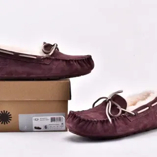 UGG Dakota Plum Suede Shearling-Lined Loafers