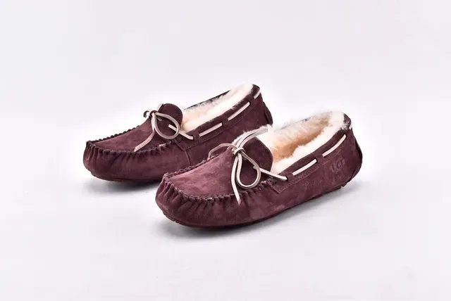 UGG Dakota Plum Suede Shearling-Lined Loafers 2