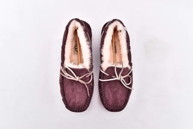 UGG Dakota Plum Suede Shearling-Lined Loafers 3