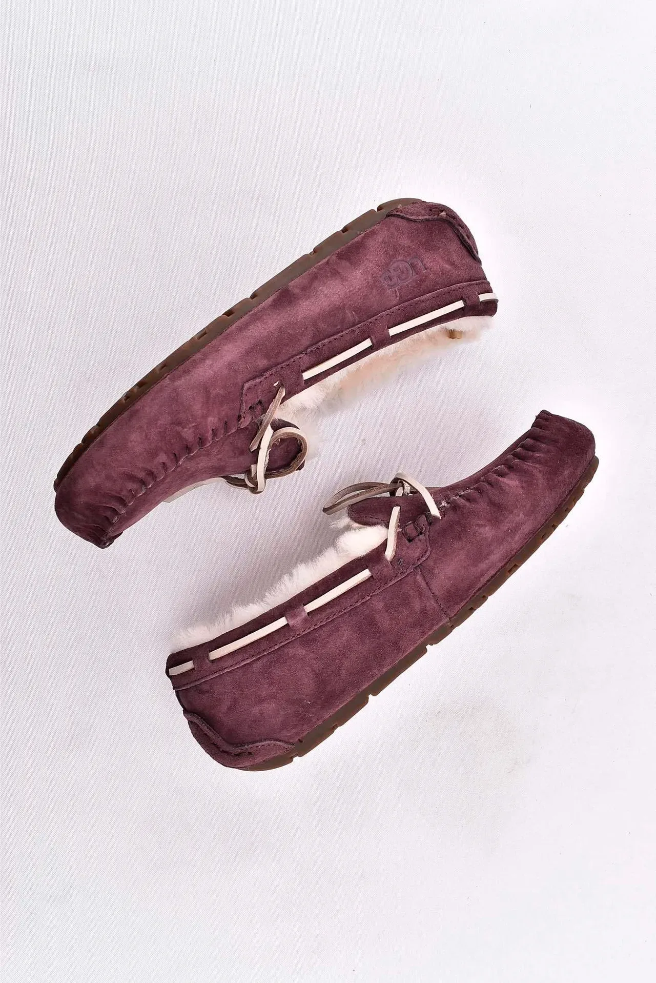 UGG Dakota Plum Suede Shearling-Lined Loafers 12