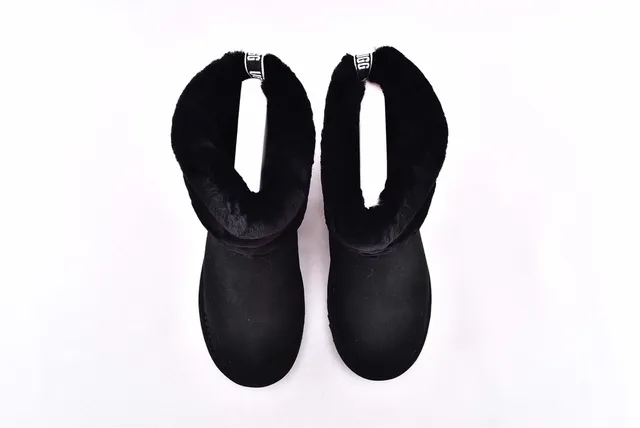 UGG Fuff Mini Quilted Black Shearling-Cuffed Snow Boots 3
