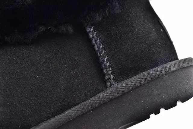 UGG Fuff Mini Quilted Black Shearling-Cuffed Snow Boots 4