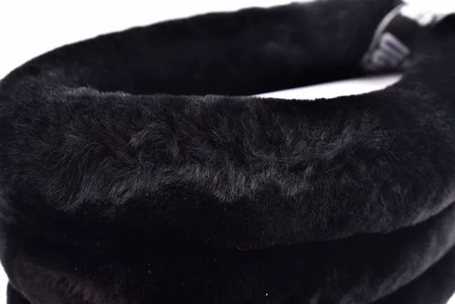 UGG Fuff Mini Quilted Black Shearling-Cuffed Snow Boots 5