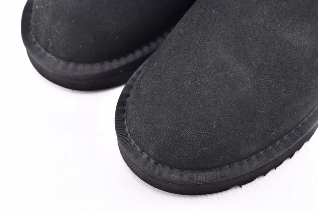 UGG Fuff Mini Quilted Black Shearling-Cuffed Snow Boots 10