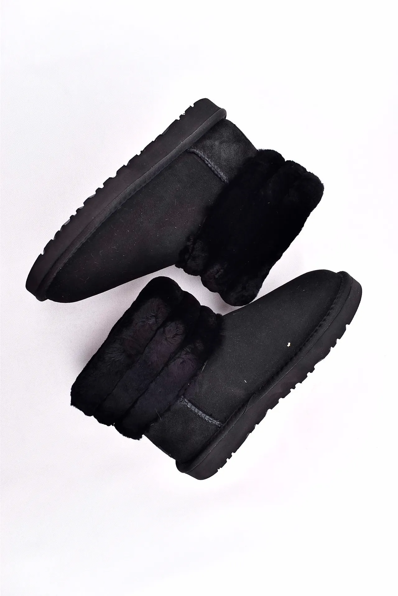 UGG Fuff Mini Quilted Black Shearling-Cuffed Snow Boots 12