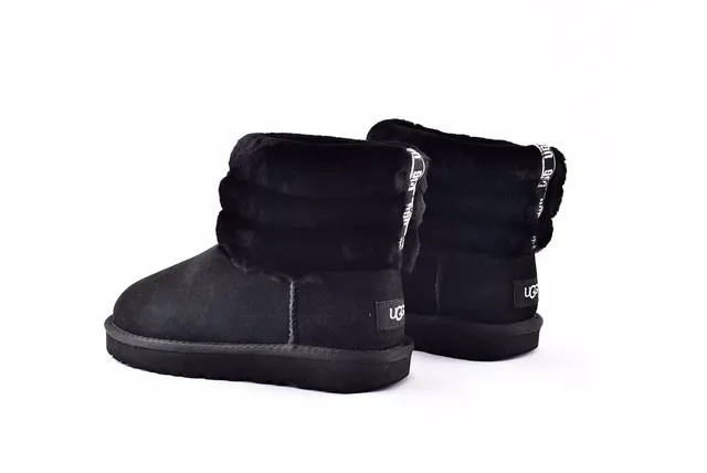 UGG Fuff Mini Quilted Black Shearling-Cuffed Snow Boots 14