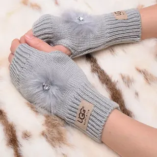 UGG Gray Fingerless Knit Gloves