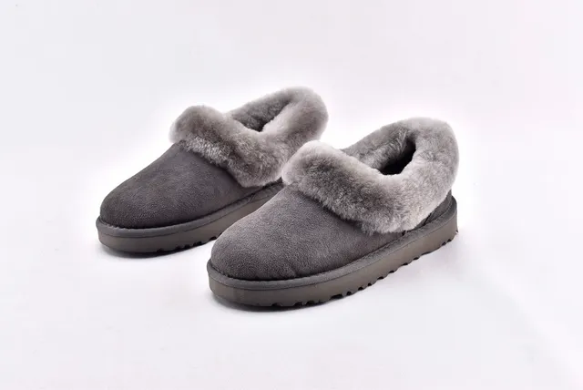 UGG Nita Gray Suede Upper Folded Shearling Collar Casual Shoes 2