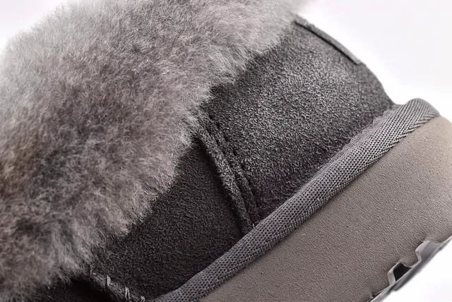 UGG Nita Gray Suede Upper Folded Shearling Collar Casual Shoes 4