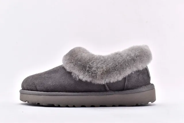 UGG Nita Gray Suede Upper Folded Shearling Collar Casual Shoes 8