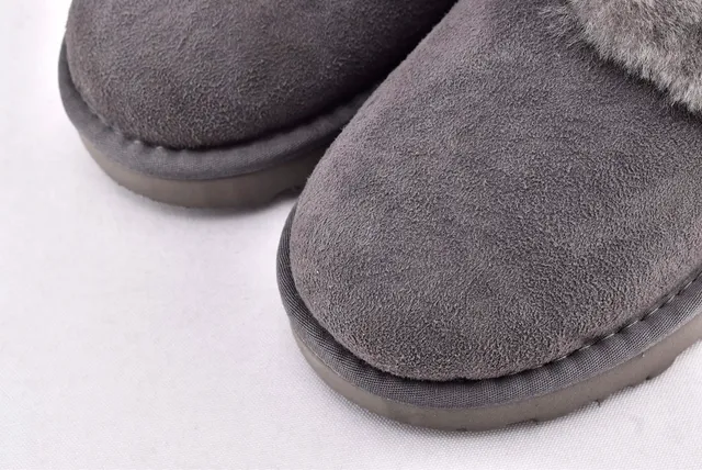 UGG Nita Gray Suede Upper Folded Shearling Collar Casual Shoes 10