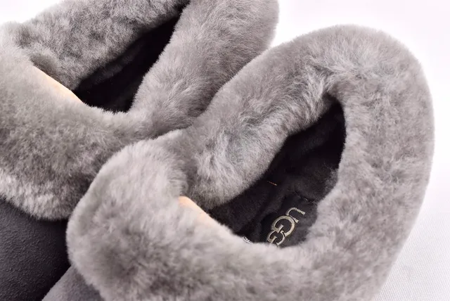 UGG Nita Gray Suede Upper Folded Shearling Collar Casual Shoes 11