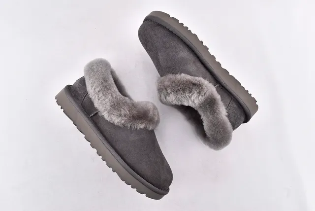 UGG Nita Gray Suede Upper Folded Shearling Collar Casual Shoes 12