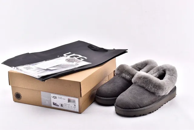 UGG Nita Gray Suede Upper Folded Shearling Collar Casual Shoes 15