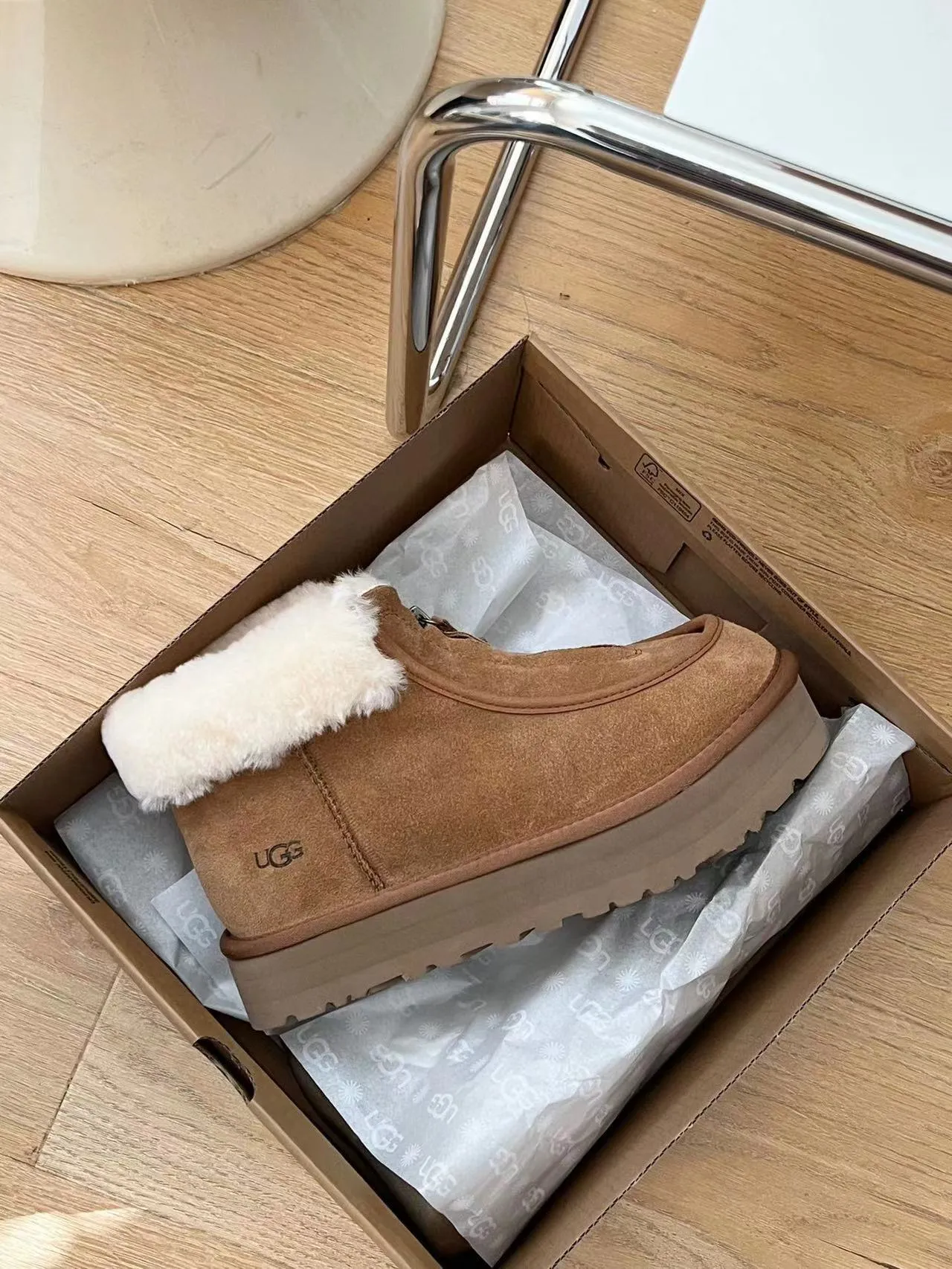 UGG Slip-On Platform Suede Shearling-Lined Snow Boots 11