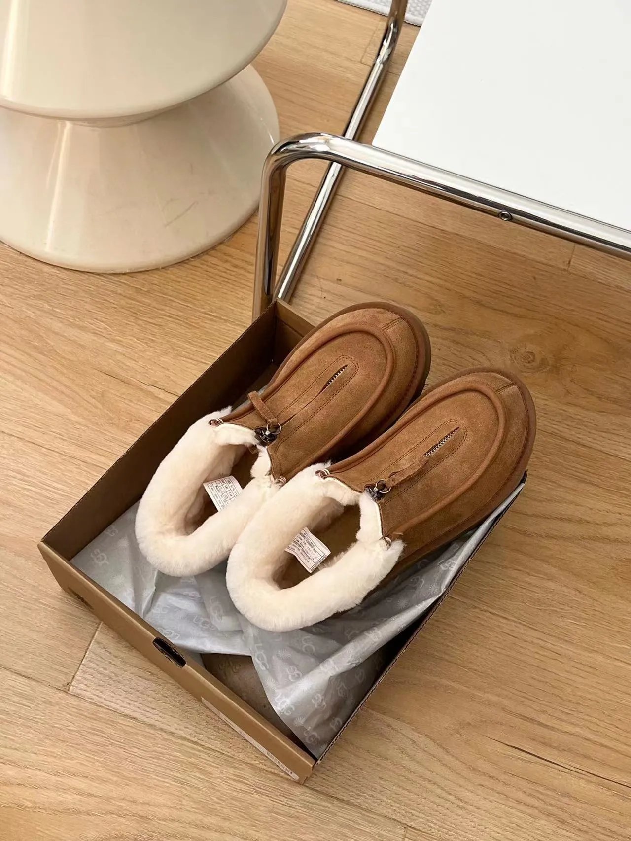 UGG Slip-On Platform Suede Shearling-Lined Snow Boots 13